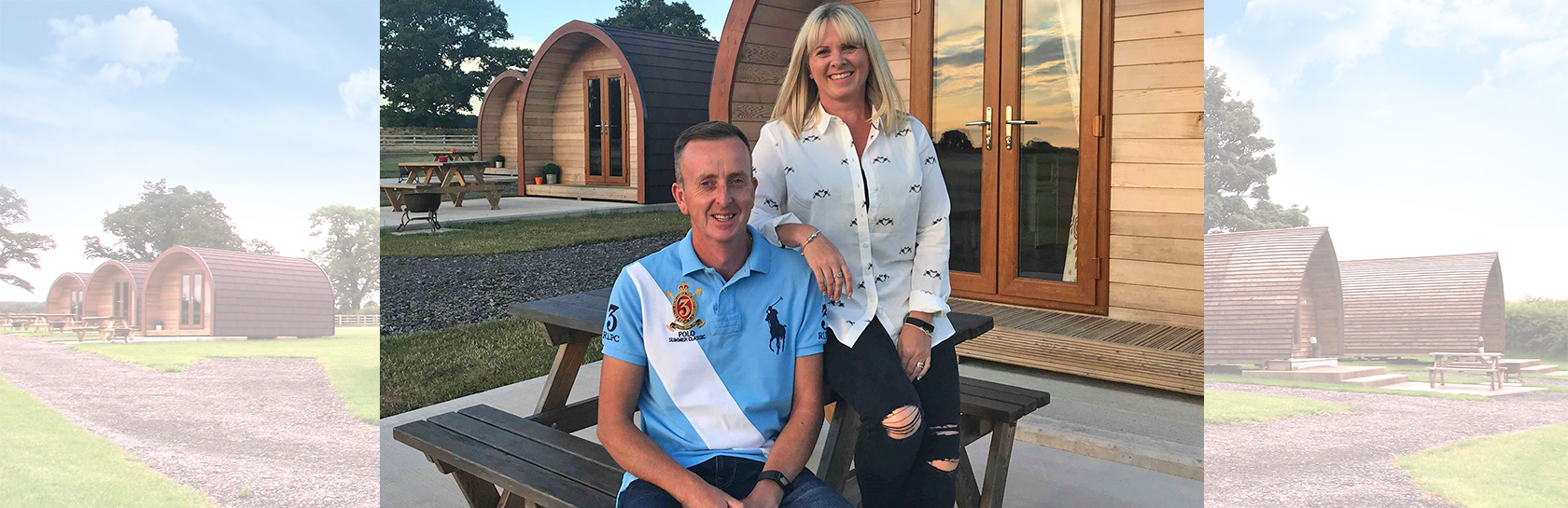 external photograph of luxury glamping pods