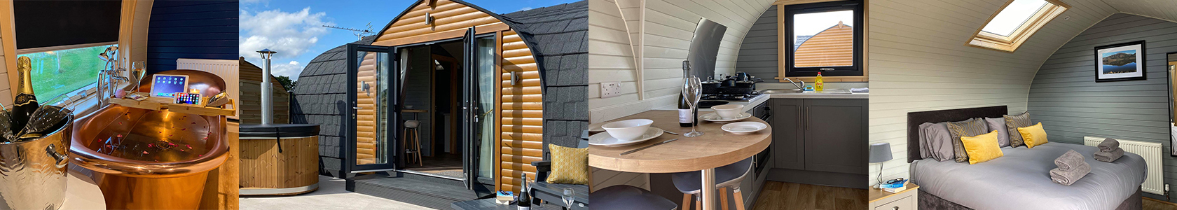 sunset on the luxury glamping pods